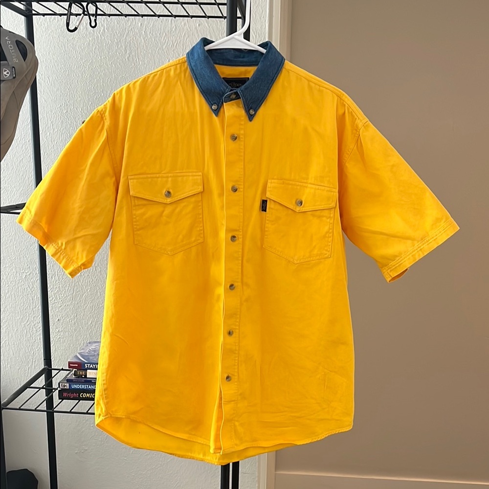 Yellow Roper Denim-Collar Men's Shirt